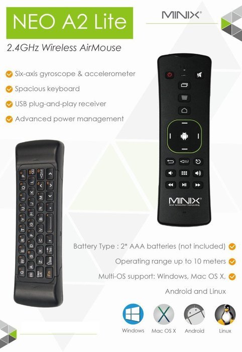 MINIX NEO A2 Lite 2.4GHz Wireless QWERTY Keyboard Wireless Mouse TV BOX Remote Control For MINIX NEO Series TV... N2