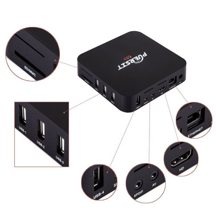 2016 Newest Puersit Q1 pro 4K Android TV Box RK3229 1G/8G Quad-core KODI 16.0 Miracast 4K/2K H.265 3D 2.4G WiFi... N5