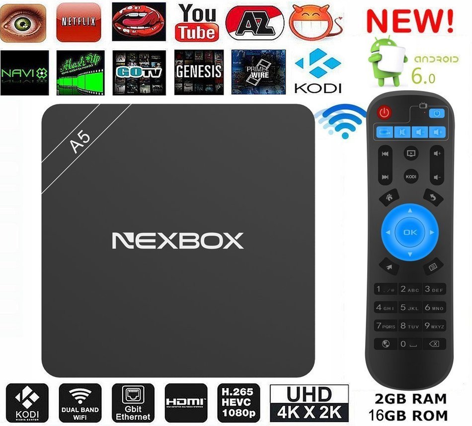 HONGYU&reg; NEXBOX A5 Android 6.0 TV BOX HD KODI 16.1 Fully Loaded XBMC Amlogic S905X Quad Core 64bit 2GB /16GB BT... N2