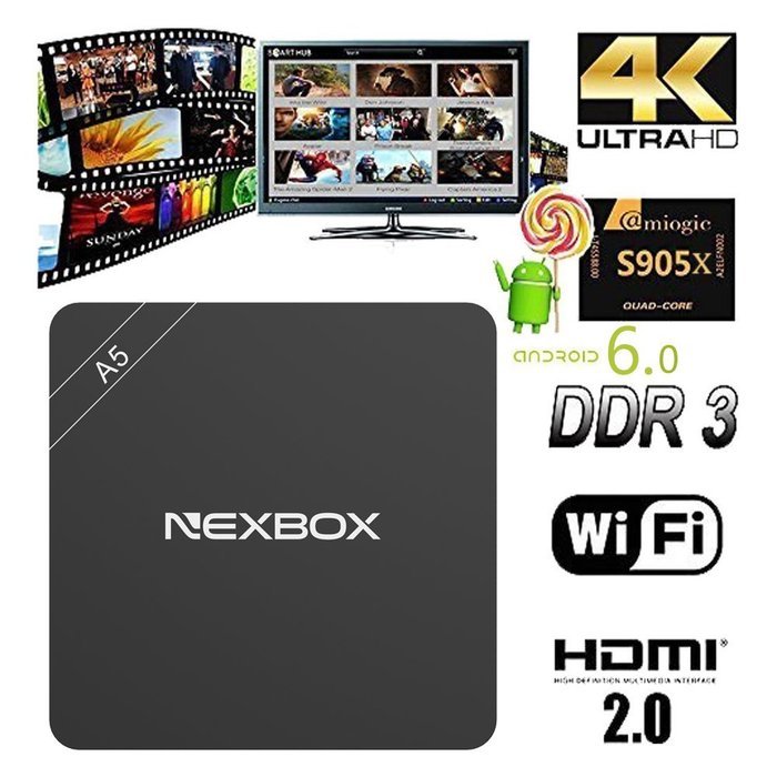 HONGYU&reg; NEXBOX A5 Android 6.0 TV BOX HD KODI 16.1 Fully Loaded XBMC Amlogic S905X Quad Core 64bit 2GB /16GB BT... N12