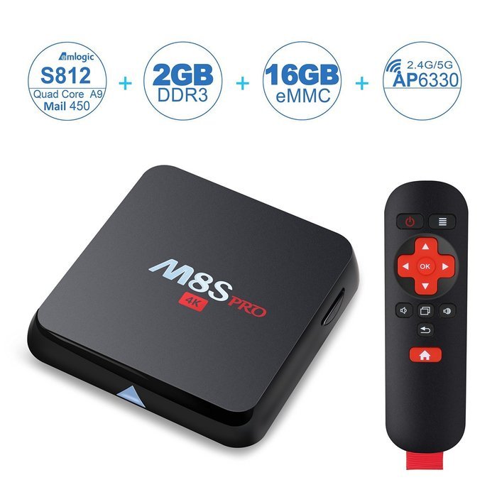 NinkBox M8S Pro 4K Android Tv Box Amlogic S812 2G+16G Kodi 16.0 Emmc Quad Core AP6330( More stable than 4335)...