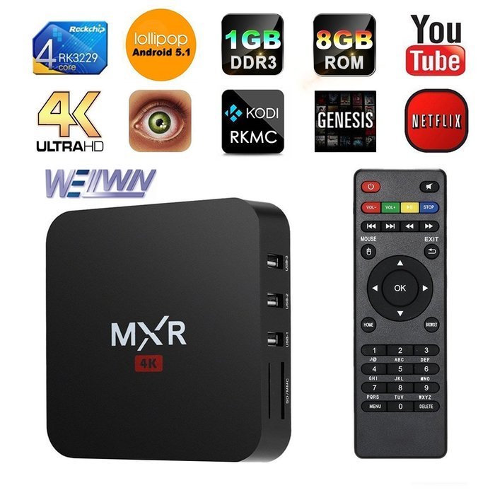 Mxr Tv Box Android 5.1 Rk3229 Quad Core 1g  8g  4k Kodi(rkmc) 16.0 Wifi 