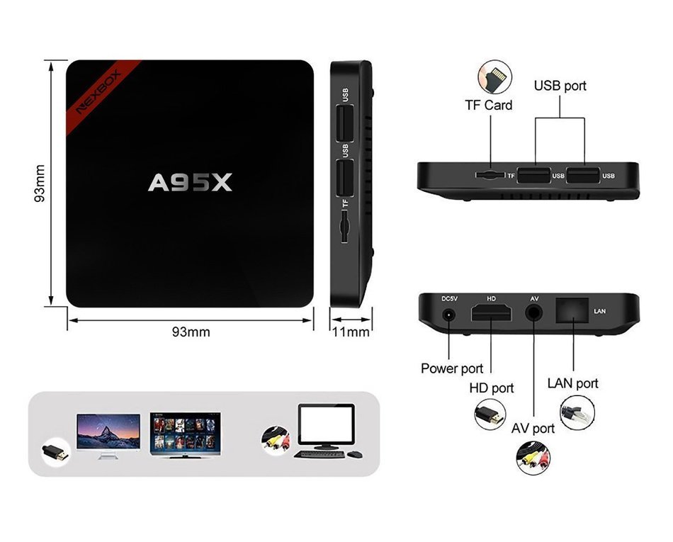 NPET A95X S905X 2GB 16GB Android 6.0 TV Box Support 4K Bluetooth Kodi 16.1 Fully Loaded-Support Ultra-Fast Running... N2
