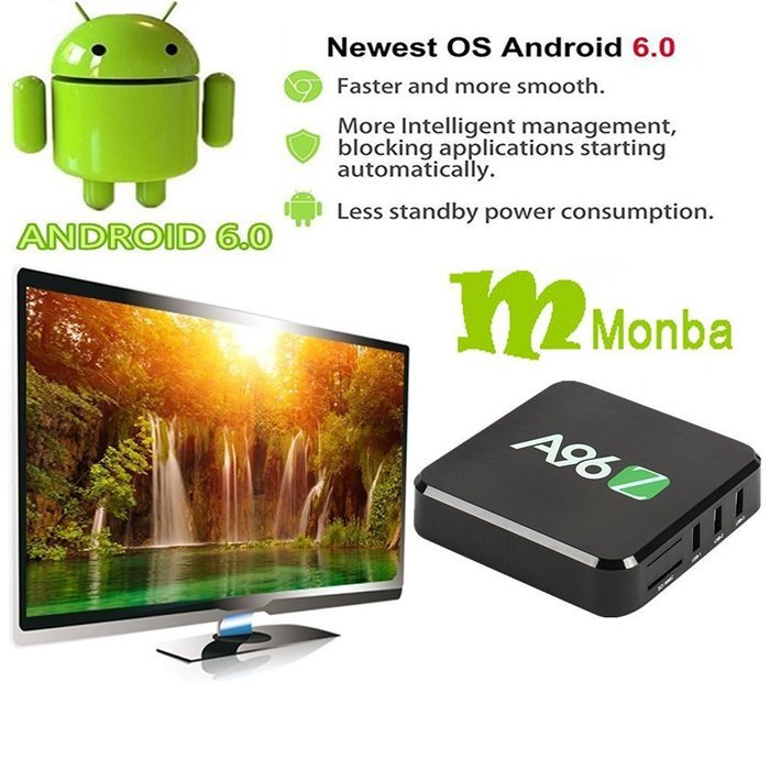 [Monba]2017 A96Z Android TV BOX Android 6.0 Kodi 17.0 4k TV box Amlogic S905X A53 2GHz 64bit Quad Core 2G/16G... N3