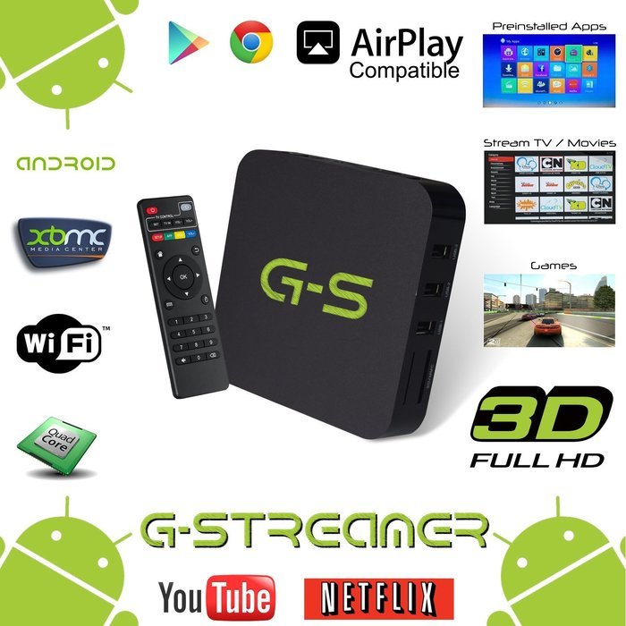 G-Streamer MXQ QUAD Core Android 4.2 TV Box + Special Edition XBMC (Kodi) + FREE 6' Aurum HDMI Cable [LATEST VERSION...