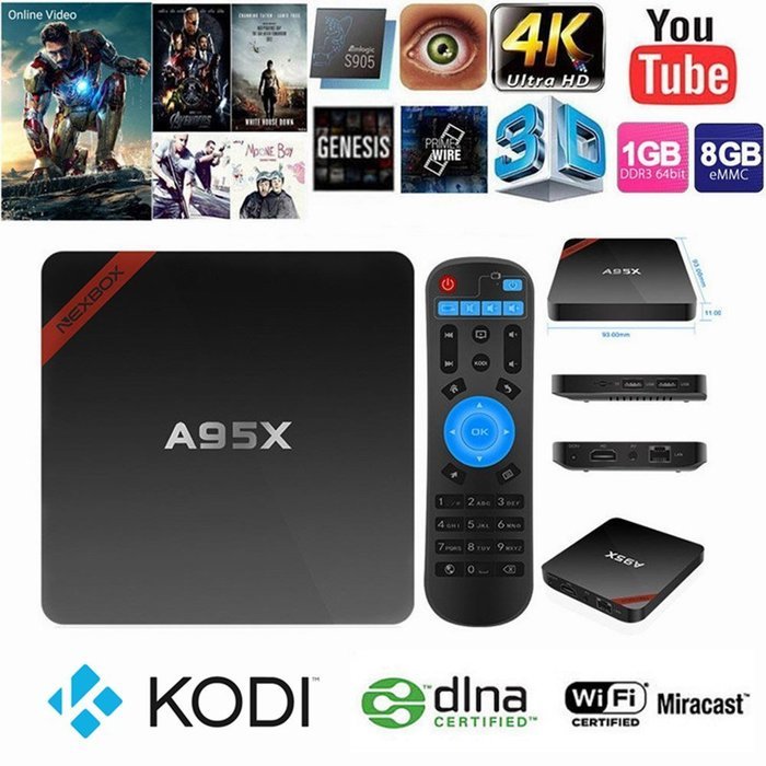 WISEWO Android TV Box (Amlogic S905 HD 4K Quad Core CPU KODI) with I8 Wireless Keyboard N7