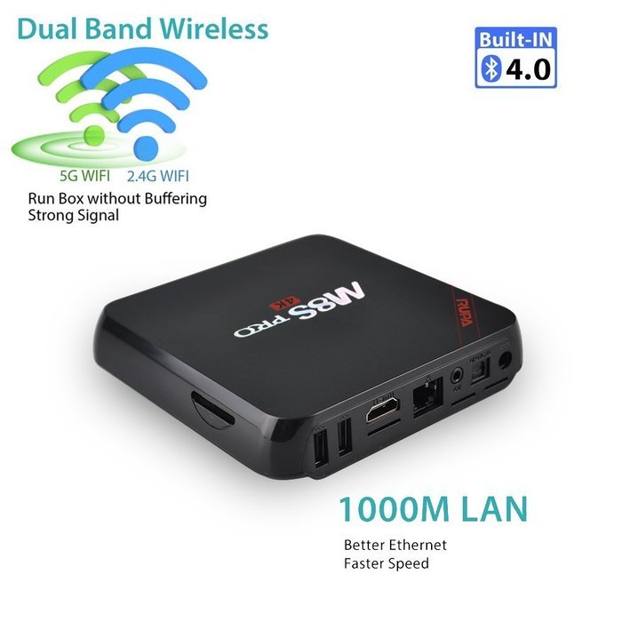 RUPA M8S Pro TV Box Amlogic S905 Android 5.1 2GB 16GB Quad Core 4K 1080P 64-bit 2GHz WiFi 1000M Smart OTT Set... N3