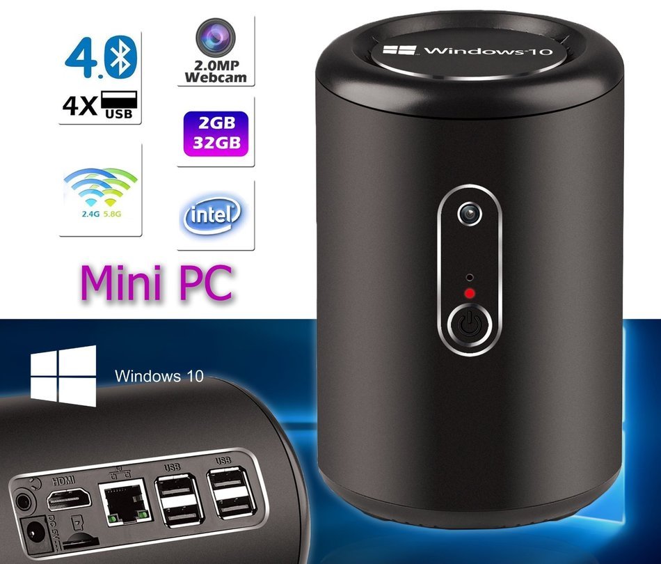 Windows 10 Mini PC, No1seller Windows 10 Smart TV Box Mini PC Desktop Media Streaming Player, Intel Atom Quad...