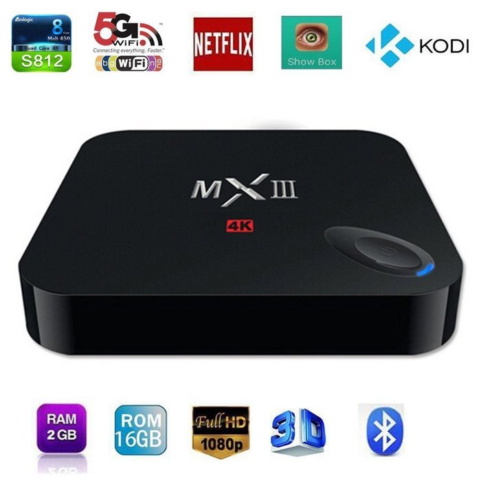 Epteam MX3 MXIII 4K TV BOX S812 Quad Core 2G/8G Smart HTPC TV Box Support 3D-HD 4K Android 4.4.2 Miracast DLNA...