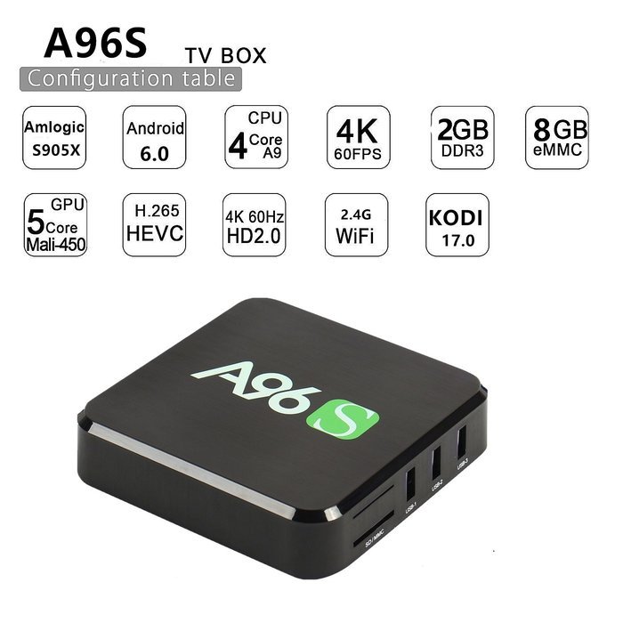 [ Free Mini Keyboard ] Jabond Newest A96S Smart TV Box Android 6.0 Full Loaded Add-ons with KODI 17.0 Amlogic... N2