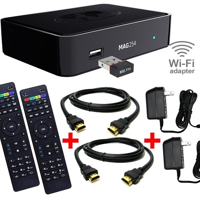MAG 254 IPTV WiFi - Room2Room Bundle (1 Mag Box with Wifi Adapter, 2 Remotes, 2 HDMI & 2 Power Supplies)