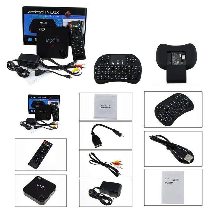 AUBBC MXIII Kodi (XBMC) 4k Google Andriod 4.4 Smart Tv Box Streaming Media Player 2G/8GB with Free Wireless Keyboard N6