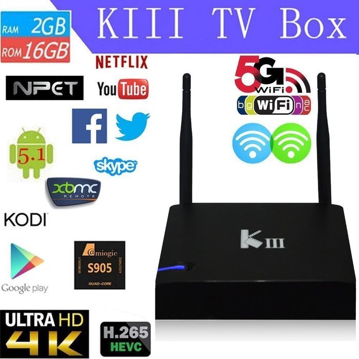 NPET KIII Smart Android TV Box Android 5.1.1 S905 Quad-Core 2G / 16G UHD 4K 3D KODI XBMC Mini PC 2.4 / 5G Dual...