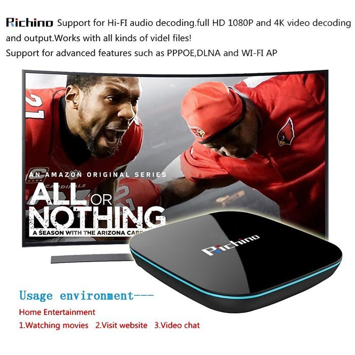 Richino Q-Box Quad-Core A53 Android 5.1 [2GB/16GB/4K] Smart TV BOX Amlogic S905 Streaming Media Player Bluetooth... N2