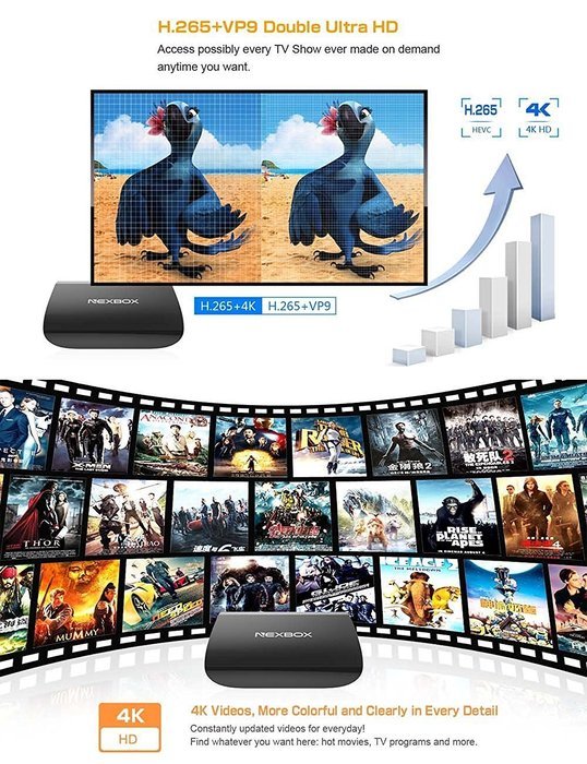 NEXBOX A1-Streaming Media Player Amlogic S912 Octo-core [2GB/16GB/4K HD/BT 4.0/WiFi 2.4G/5G] Android 6.0 TV Box... N3