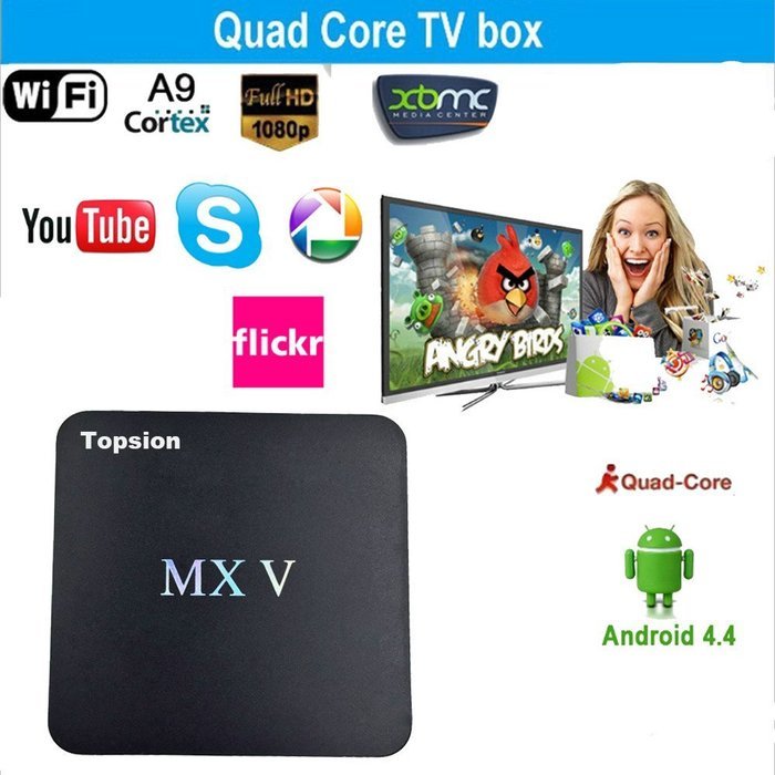 Tops MXV Android TV BOX Amlogic S905 Quad-core Mini PC Streaming Media Player DDR3 2GB/ROM 8GB