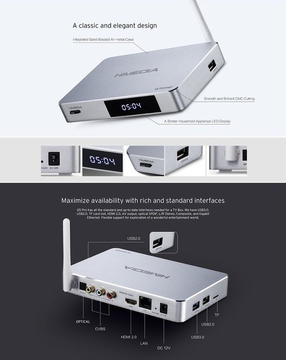 2016 New Version HiMedia Q5 PRO A53 64bit Quad Core Android 5.1 TV Box 3D 4K Uitra HD 2GB/8GB Bluetooth 2.4G/5G... N3