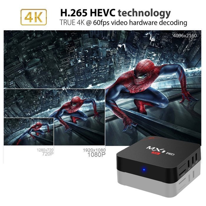 RUPA 4K MX9 PRO Android 5.1 TV Box Amlogic RK3229 2GB/16GB 1080P H.265/H.264 1000M with Kodi/XBMC Fully Loaded... N5