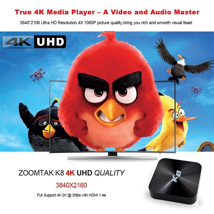 Zoomtak Android TV Box K8 Amlogic S812 Quad Core CPU 2GB RAM 8GB ROM with Kodi 16.0 Fully Loaded Stunning 4K DLNA... N2
