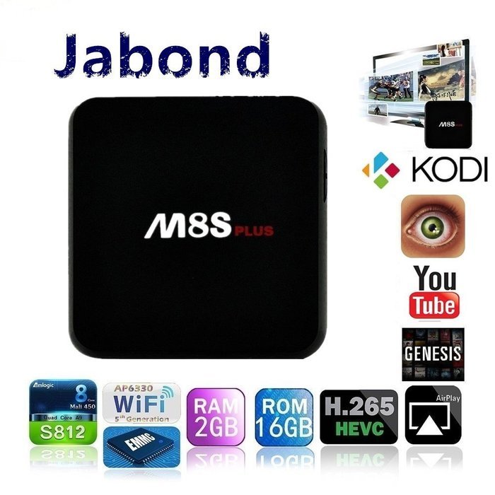 Jabond Fully Loaded Add-ons KODI(XBMC) M8S Plus 2G/16G Android Smart TV Box Amlogic S812 4K Bluetooth Dual Wifi...