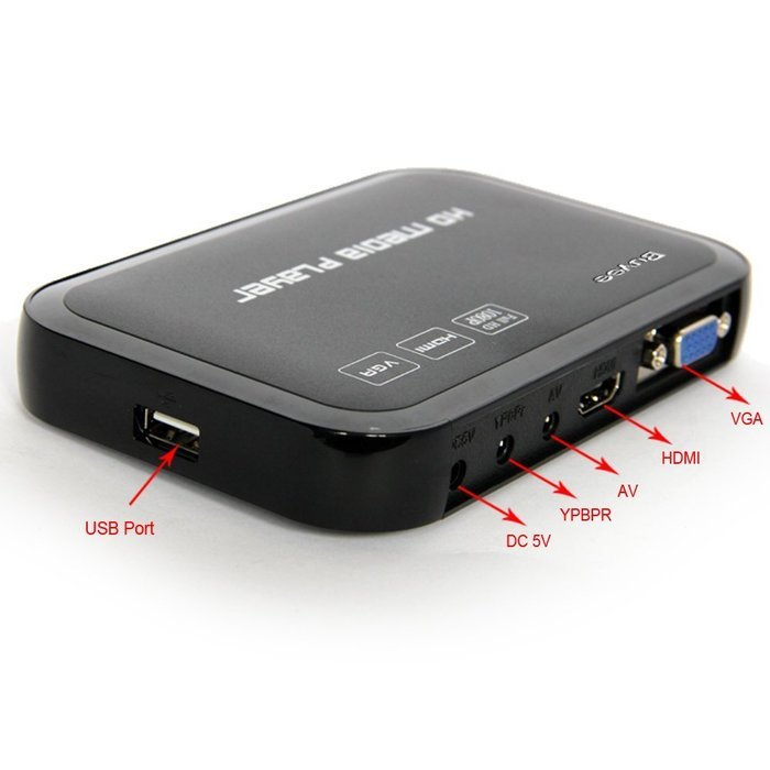 Buyee Portable Full 1080p Hd Multi Media Player 3 Outputs Hdmi, Vga, Av, 2 Inputs Sd Card & USB Reader for Hdds... N4