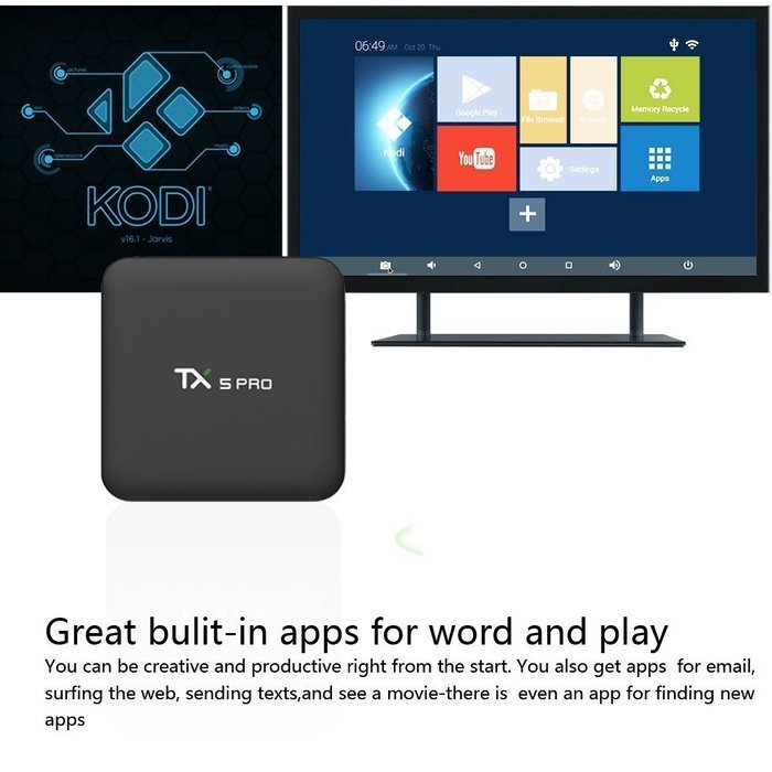Fxexblin TX5 PRO TV BOX Amlogic S905X Android 6.0 Marshmallow 2G 16G KODI support 4K WIFI bluetooth v4.0 Streaming... N2