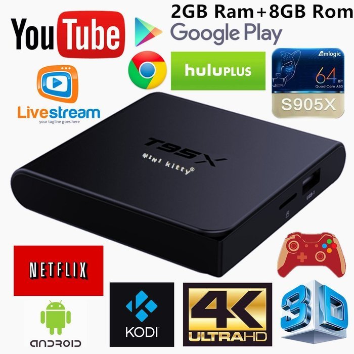 [2016 Newest]Android 6.0 Marshmallow 4K TV box,T95X Smart Android Streaming Media Player S905X 4-Core cortex-A53...