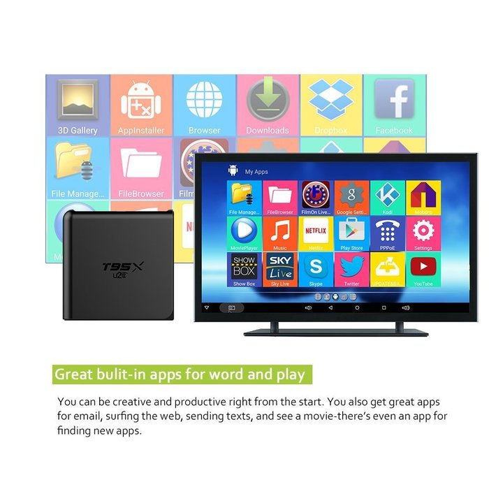 U2C&reg; T95X Android 6.0 Mini Android TV Box Kodi 16.1 Ultra HD 4K Amlogic S905X Quad Core Fully Loaded 3D WiFi 2G... N8