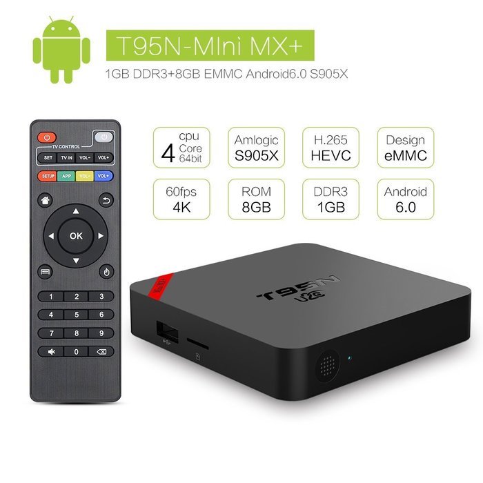 U2C&reg; T95X Android 6.0 Mini Android TV Box Kodi 16.1 Ultra HD 4K Amlogic S905X Quad Core Fully Loaded 3D WiFi 2G... N10