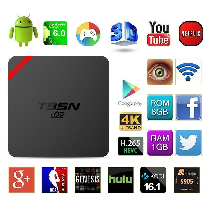 U2C&reg; T95X Android 6.0 Mini Android TV Box Kodi 16.1 Ultra HD 4K Amlogic S905X Quad Core Fully Loaded 3D WiFi 2G... N12