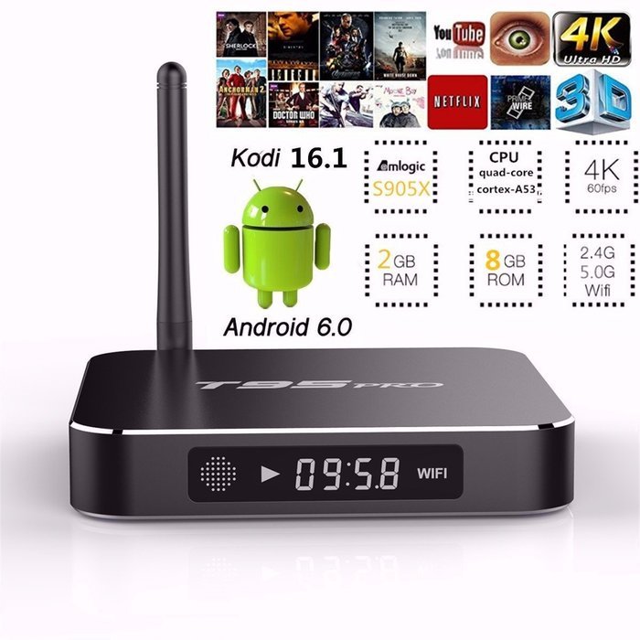M.Way Aluminum Android 6.0 TV Box New Model Smart Box with Quad Core/2GB RAM/ 8GB Flash/4K/S905X - Bluetooth 4.0...