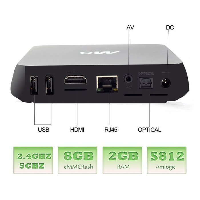 [2016 Latest TV Box] Bros Unite M8 Amlogic S812 Fully Loaded KODI Quad Core Android 4.4 Smart TV Box H.265 Full... N4