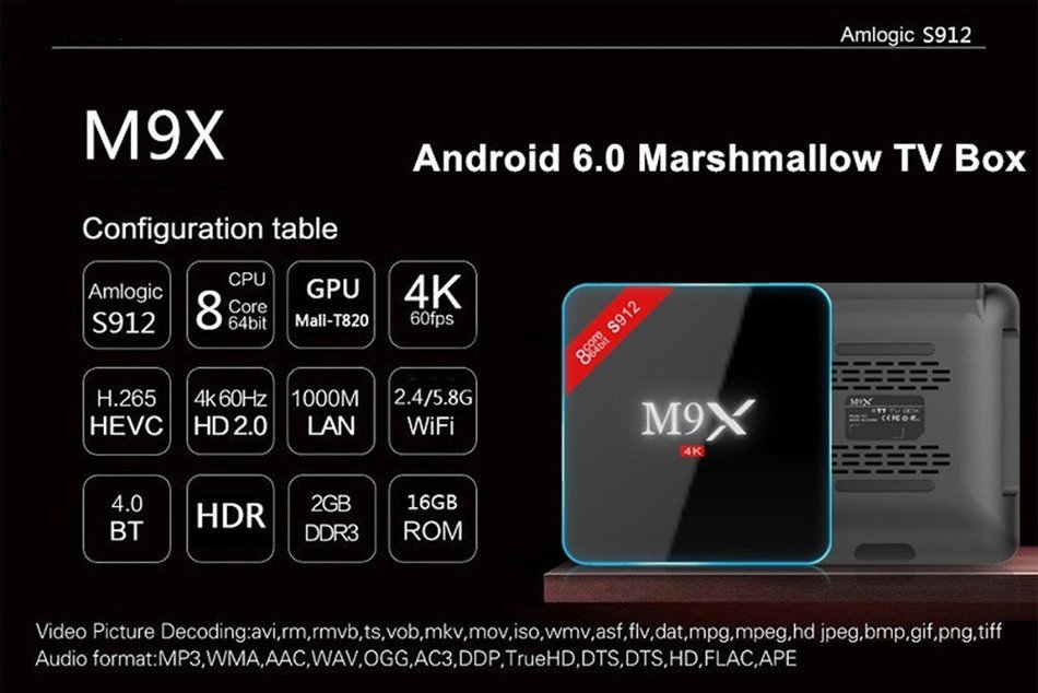 Kekilo M9X M3 TV Box Amlogic S912 Octa Core Android 6.0 Marshmallow 4K Kodi 17.0 Pre-installed 2GB/16GB Dual WiFi... N7
