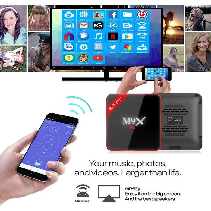 Kekilo M9X M3 TV Box Amlogic S912 Octa Core Android 6.0 Marshmallow 4K Kodi 17.0 Pre-installed 2GB/16GB Dual WiFi... N10