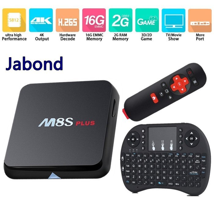 Jabond M8S Plus 4K Android TV Box 2GB/16GB Fully Loaded KODI(XBMC) Dual Wifi 2.4G/5G Android Smart TV Box with...