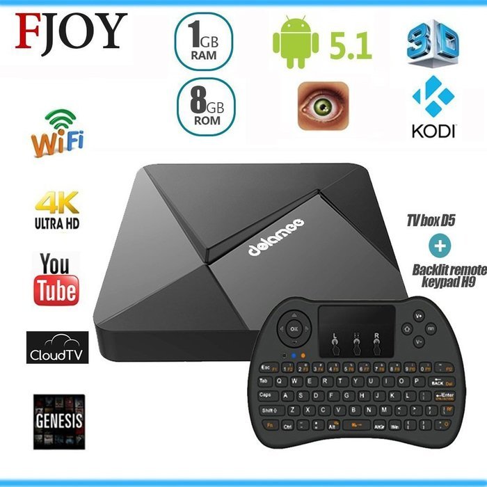DOLAMEE D5 + Black H9 Keyboard Android 5.1 TV Box 1G/8G RK3229 Quad Core HD Smart 4K KODI 16.0 WIFI Fully Loaded...