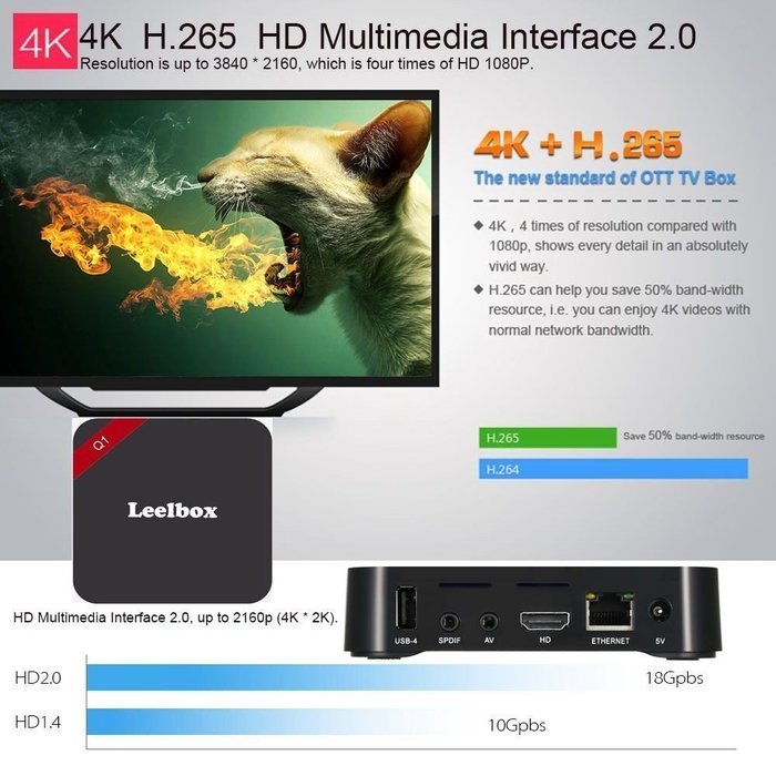 2016 Newest Leelbox Q1 4K Android TV Box 1G/8G RK3229 Quad-core Mini PC KODI 16.0 Miracast 4K2K H.265 3D 2.4G... N2