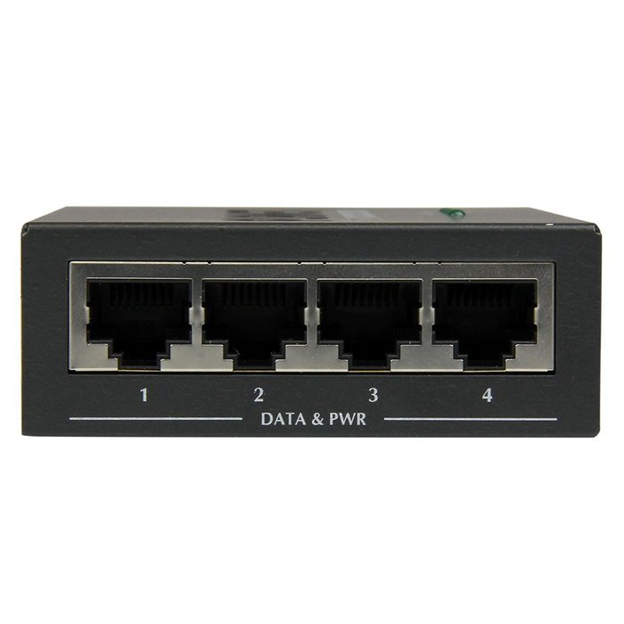 StarTech.com 4 Port Gigabit Midspan PoE+ Injector Wall-Mountable Power Over Ethernet (POEINJ4G) N2