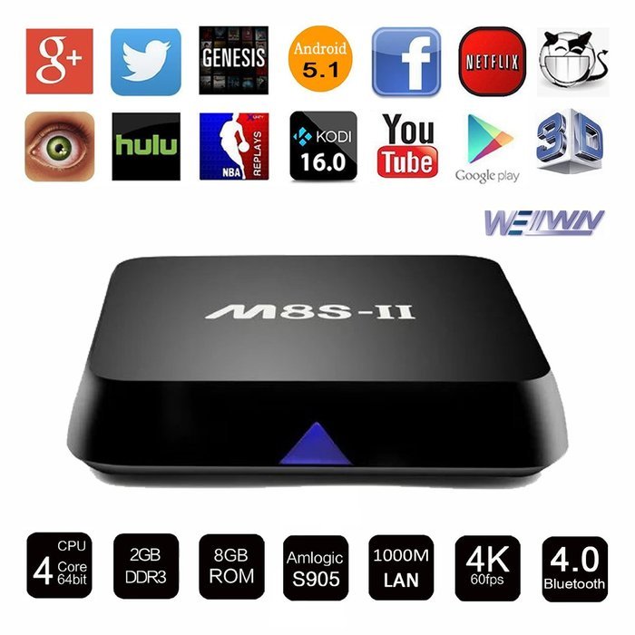 M8S-II Tv Box Android Tv Box Amlogic S905 2G/8G/4K Emmc Quad Core AP6330 KODI 16.0 Fully loaded Dual WIFI 5G/2.4G...