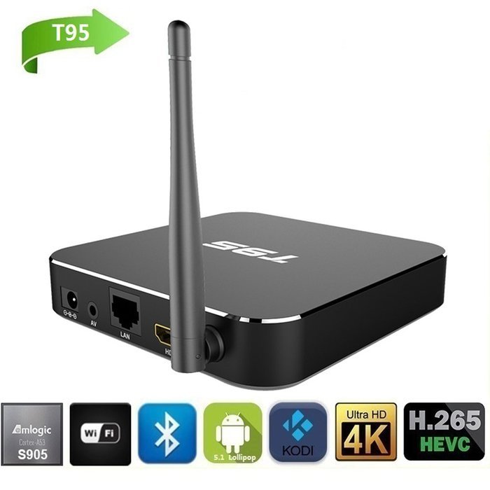 Henscoqi T95 Android 5.1 Lollipop TV Box Amlogic S905 Quad-core 2GB 8GB 4K2k HD Decoding Dual Band WiFi Bluetooth4.0... N3
