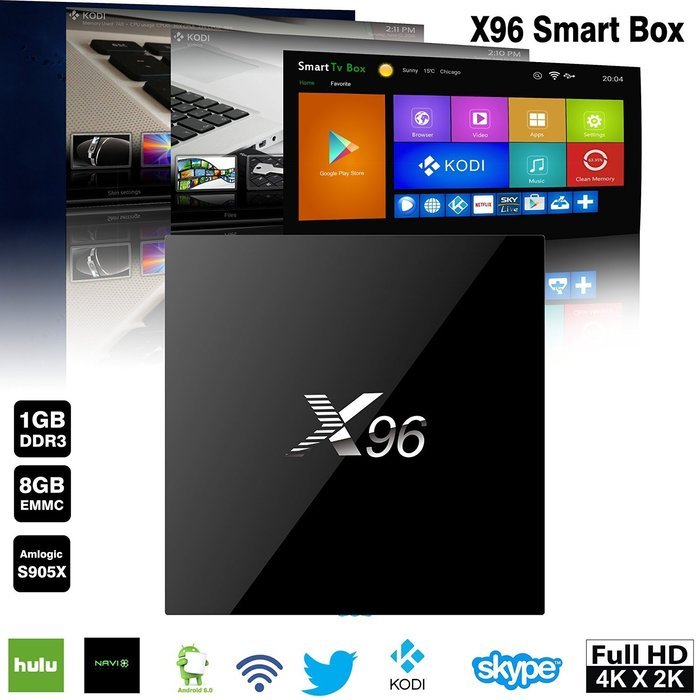 KOLOF S905X X96 Android 6.0 Smart TV Box Kodi 16.1 1G 8G Streaming Media Player N2