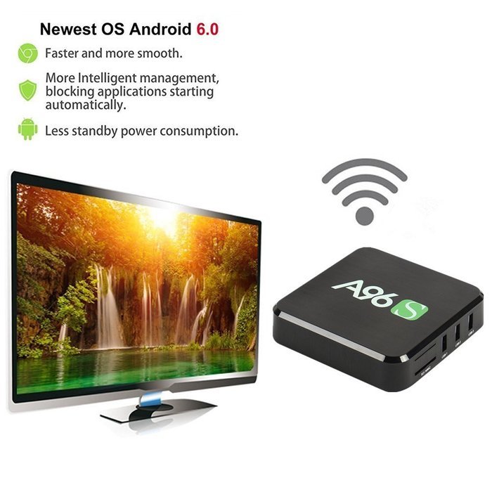 [2017 Free Wireless Mini Keyboard] WIIKEE A96S Amlogic S905X Quad Core Android TV Box with KODI 17.0 Fully Loaded... N4
