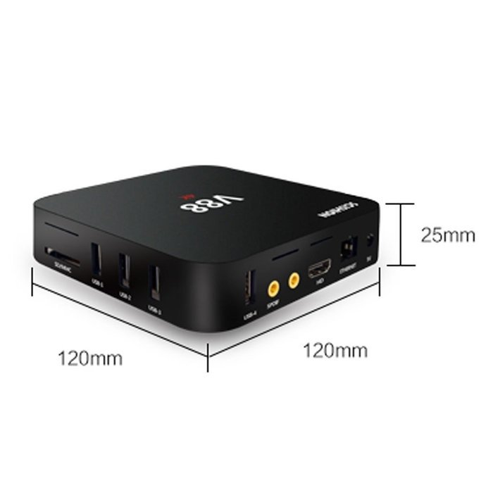 V88 FHD 1080P 4K 3D Smart TV Box Android 5.1 Quad-Core 1+8GB KODI/XBMC WiFi Media Player Hotspot N6