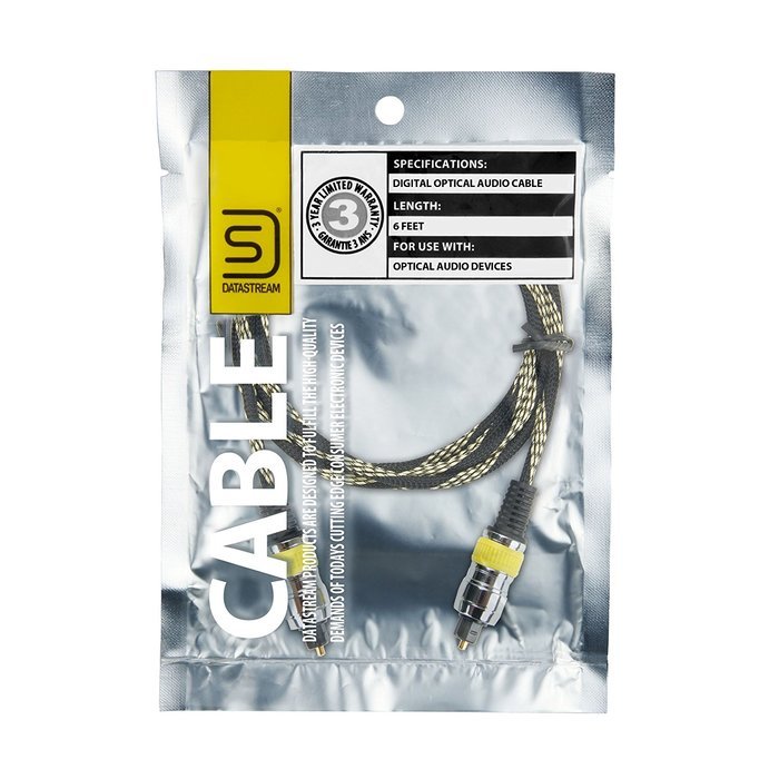 DATASTREAM Digital Audio Optical TOSLink Cable (6') w/ High Fidelity Audio Transfer & Nylon Braided Cable - Excellent... N9
