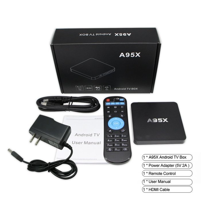 Mini TV Box Android 6.0 A95X Amlogic S905X Quad Core 2G DDR3 RAM 16G eMMC ROM 2GB/16GB 2.4G+5.0G Dual Band WiFi... N7
