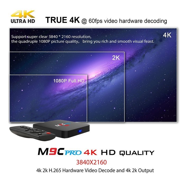 TICTID M9C Pro Android 6.0 Tv Box 4K New Amlogic S905X Chipset-Quad Core [1G/8G] with Kodi 16.1 Fully Loaded-Support... N4