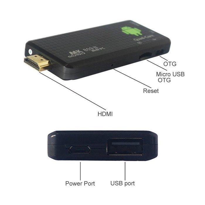 Zibo MK809III Mini PC TV Box, Android 4.4, RK3188T Quad Core 1.8GHz, 2G RAM 8G ROM, GPU Mali-400 MP4, Supports... N3