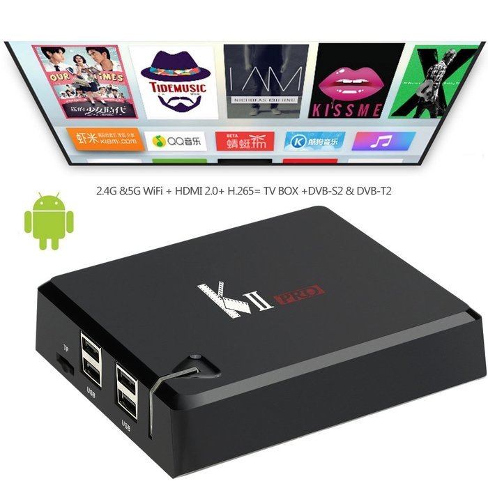 Docooler KII PRO Android TV BOX + DVB-S2 & DVB-T2b Quad-core 2GB / 16GB 4K Android 5.1.1 Amlogic S905 KODI XBMC... N3