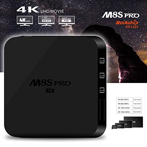 Flylion M8S Pro TV Box Android5.1 RK3229 Quad Core 2GB 8GB Kodi16.1 Fully Loaded H.265 4K Streaming Media Player N2