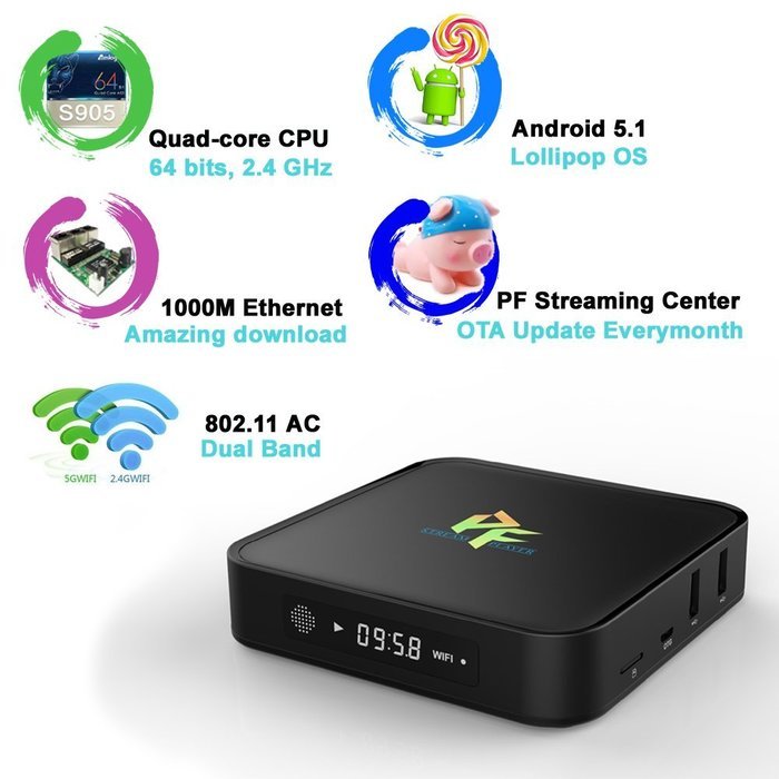 2016 PF-Super-T 4K 1G/8G Android 5.1 Lollipop OS Amlogic S905 Kodi 16.0 XBMC Pre-installed Full Loaded Smart TV... N2